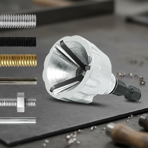 Deburring External Chamfer Tool with Carbide Blade, Deburring Drill Bit Set, Remove Burr Tools with Quick Release Shank, Repair Tools for Damaged Bolts