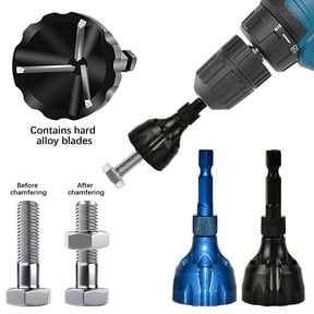 Deburring External Chamfer Tool | Metal Grinding Drill Bit for Bolts Rods Pipes | Three-Edged Steel Design | Repairs Damaged Threads | Durable High Hardness | 1 Piece | Safe No Sparks
