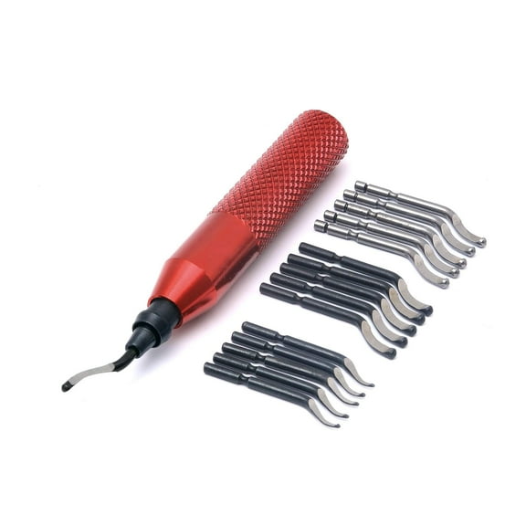 Deburring Tool with 15 Extra High Speed Steel Swivel Blades - Works on Metal, Resin, PVC Pipes, Copper, Plastic and 3D Printed Edges - Plumbing & 3D Printing Burr Removal Reamer Tool