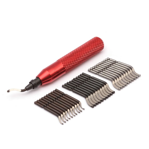 Deburring Tool with 30 Extra High Speed Steel Swivel Blades - Works on Metal, Resin, PVC Pipes, Copper, Plastic and 3D Printed Edges - Plumbing & 3D Printing Burr Removal Reamer Tool