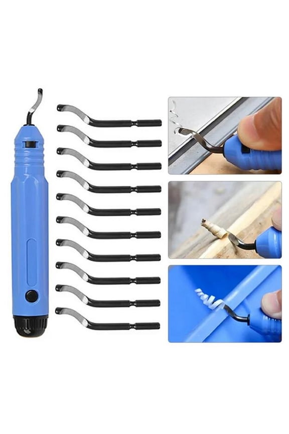 Deburring Tool Kit,Edge Burr Remover,Edges Removing Hand Tool,Deburring Tool with 10 Extra Blades for Metal,Pvc Plumbing Pipe,3D Printing,Plastic,Copper,Resin Art,11 Pcs/Set Deburring Tool,(Blue)