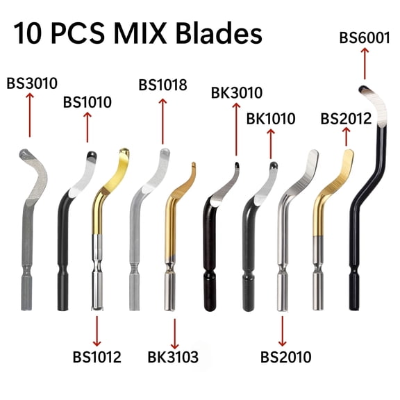 Deburring Tool Set with 11pcs High Speed Steel Swivel Blades Burr Removal Tool for Metal Resin PVC Pipes Copper Plastic Aluminum