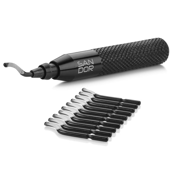 Deburring Tool with 10 Blades and Zipper Case for Metal, Plastic, 3D Printing, and More
