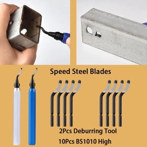 Deburring Tool with 10Pcs HSS Blades - 2 PCS Deburring Tool for Metal, Aluminum, Copper, Plastic Pipe, 3D Printing, Brass