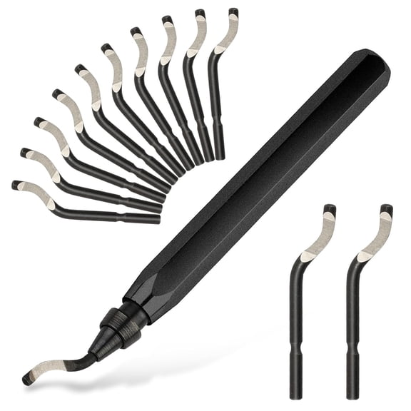 Deburring Tool with 12 HSS Blades, 12 High-Speed Steel Blades for 3D Prints, Metal, PVC & Plastic