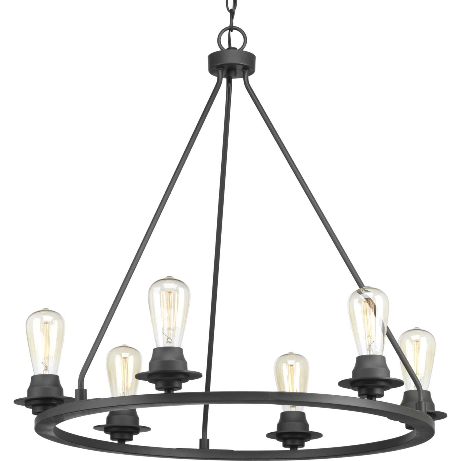 Graphite 36" Industrial 9-Light Steel Chandelier