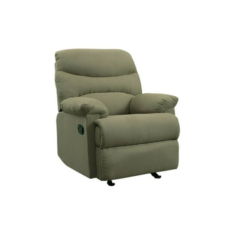 Deby 35 Inch Modern Recliner Foam Cushioned Seat Microfiber Sage Green - Saltoro Sherpi