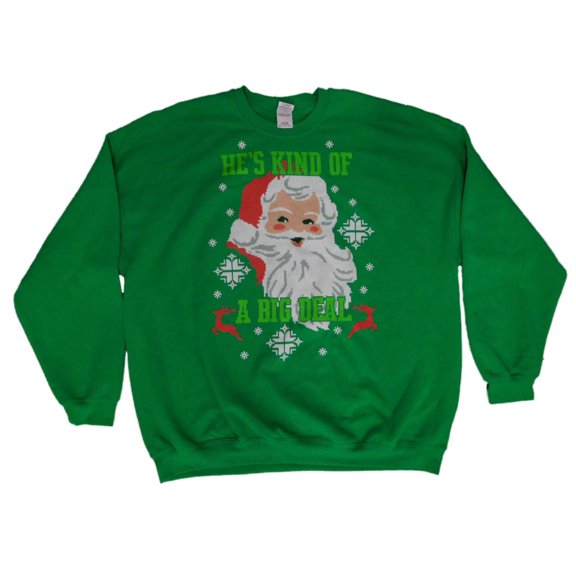 Dec 25th Big Mens Green Santa Claus Big Deal Christmas Sweatshirt 4XL