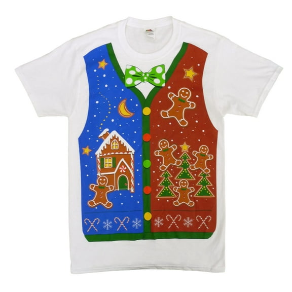 Dec 25th Mens White Gingerbread House Christmas T-Shirt S