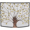 thumbnail image 1 of Dec Mode Farmhouse Metal Fireplace Screen with Brown and Green Tree Detail, 39"W x 33"H, Black Frame, 1 of 14