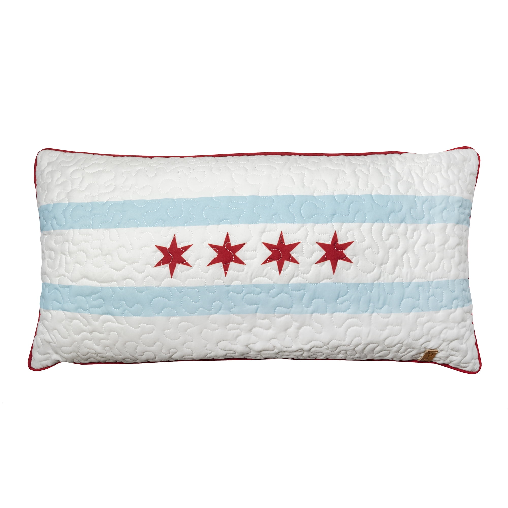 Midway Stripe Rectangular Red and Blue Cotton Throw Pillow