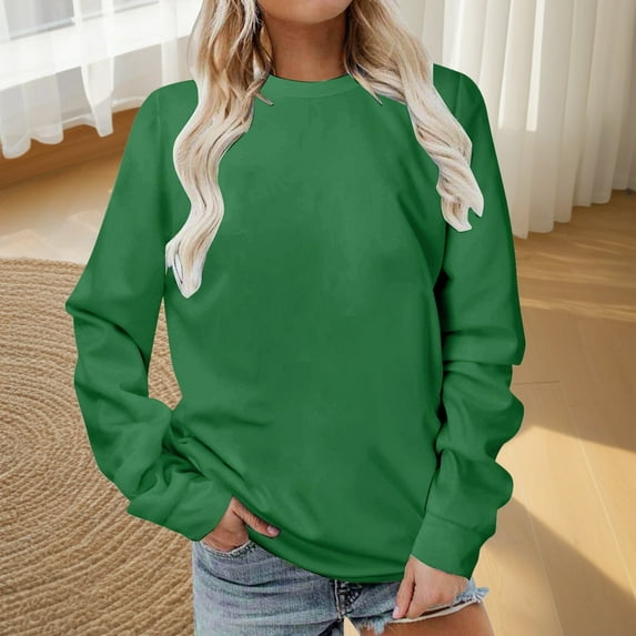 POROPL Sweatshirt for Women Plus Size Long Sleeve Crew Neck Hoodie Sweatshirt Pullover Tops Army Green 3XL