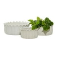 thumbnail image 1 of DecMode White Ceramic Leaf Indoor Outdoor Planter, Set of 3 10", 12", 17"W, 1 of 8