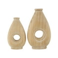 thumbnail image 1 of DecMode 10", 8"H Teardrop Brown Wood Vase with Cutout Center, Set of 2, 1 of 10