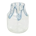 thumbnail image 1 of DecMode 10" Abstract Cream Glass Vase with Wavy Blue Design, 1 of 9