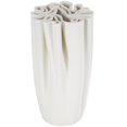 thumbnail image 1 of DecMode 10" Abstract Ribbed Dimensional Folded White Ceramic Vase with Compact Wavy Rim, 1 of 9