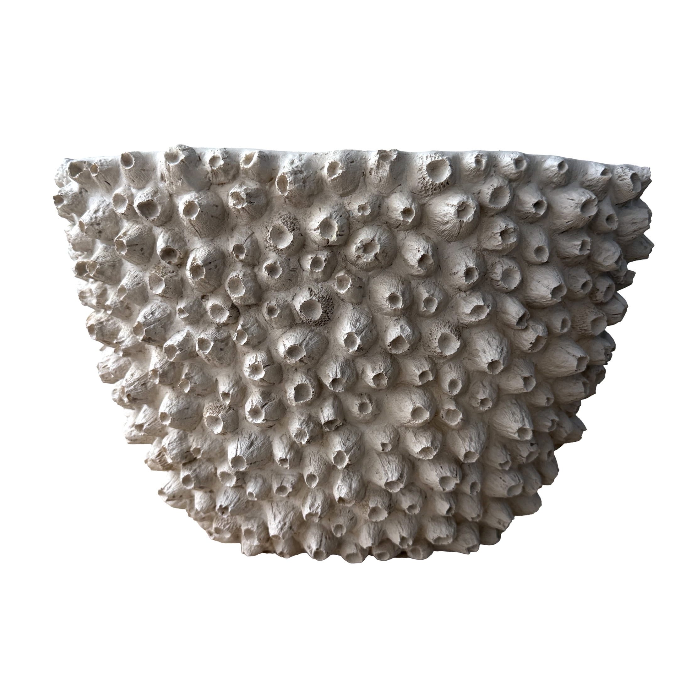 DecMode 10" Coral Textured Beige Polyresin Vase
