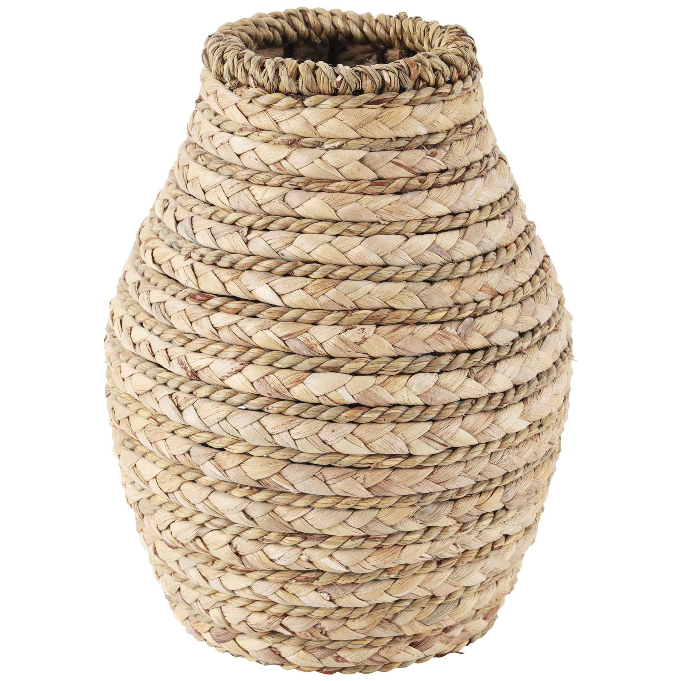 DecMode 10" Handmade Braided Light Brown Seagrass Vase