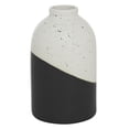 thumbnail image 1 of DecMode 10" Color Block Speckled Black Ceramic Vase with White Top, 1 of 14