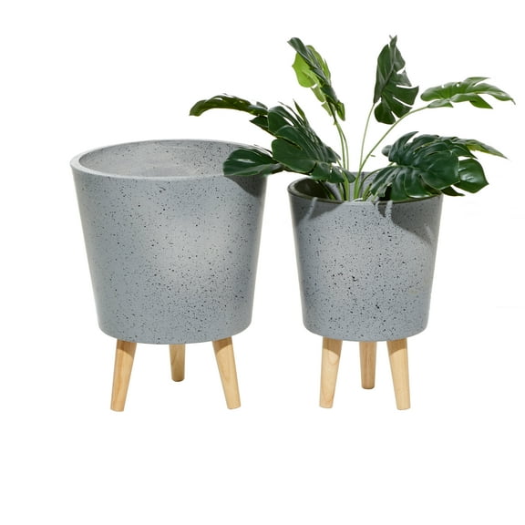 DecMode 10 In. Planter, MGO, Grey, 2 - Pieces