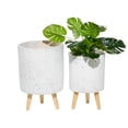 thumbnail image 1 of DecMode 10 In. Planter, MGO, White, 2 - Pieces, 1 of 13