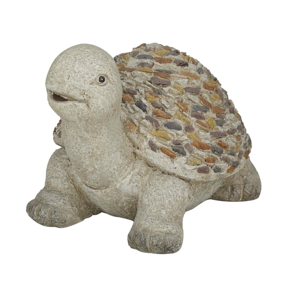 DecMode 10" Indoor Outdoor Turtle Garden Sculpture with Stone Mosaic Design