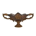 thumbnail image 1 of DecMode 10" Round Ornate Floral Dark Brown Polystone Decorative Bowl, 1 of 10