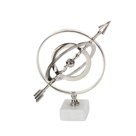 DecMode 10" Silver Armillary Globe with Marble Base