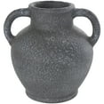 thumbnail image 1 of DecMode 10" Whitewashed Textured Amphora Black Ceramic Vase with 2 Handles, 1 of 11