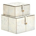 thumbnail image 1 of Benzara 95031 6 x 10 x 10 in. Wood Leather Box, Silver - Set of 2, 1 of 4