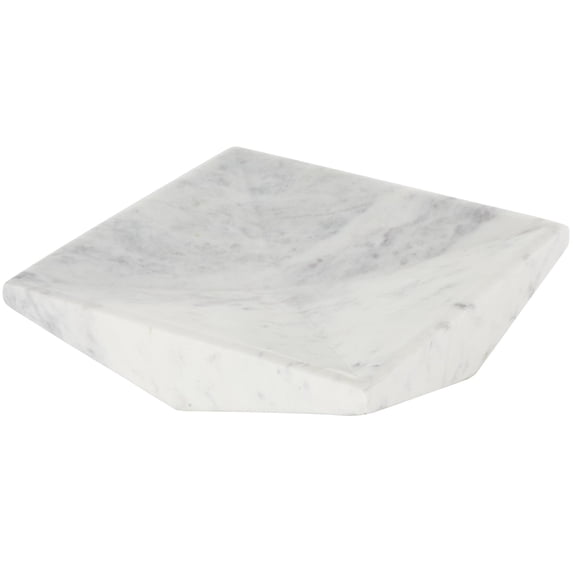 DecMode 10" x 10" White Marble Square Geometric Tray, 1-Piece