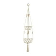 thumbnail image 1 of DecMode 10" x 10" x 49" Round White Fabric Handmade Hanging Macrame Wall Planter, 1 of 7