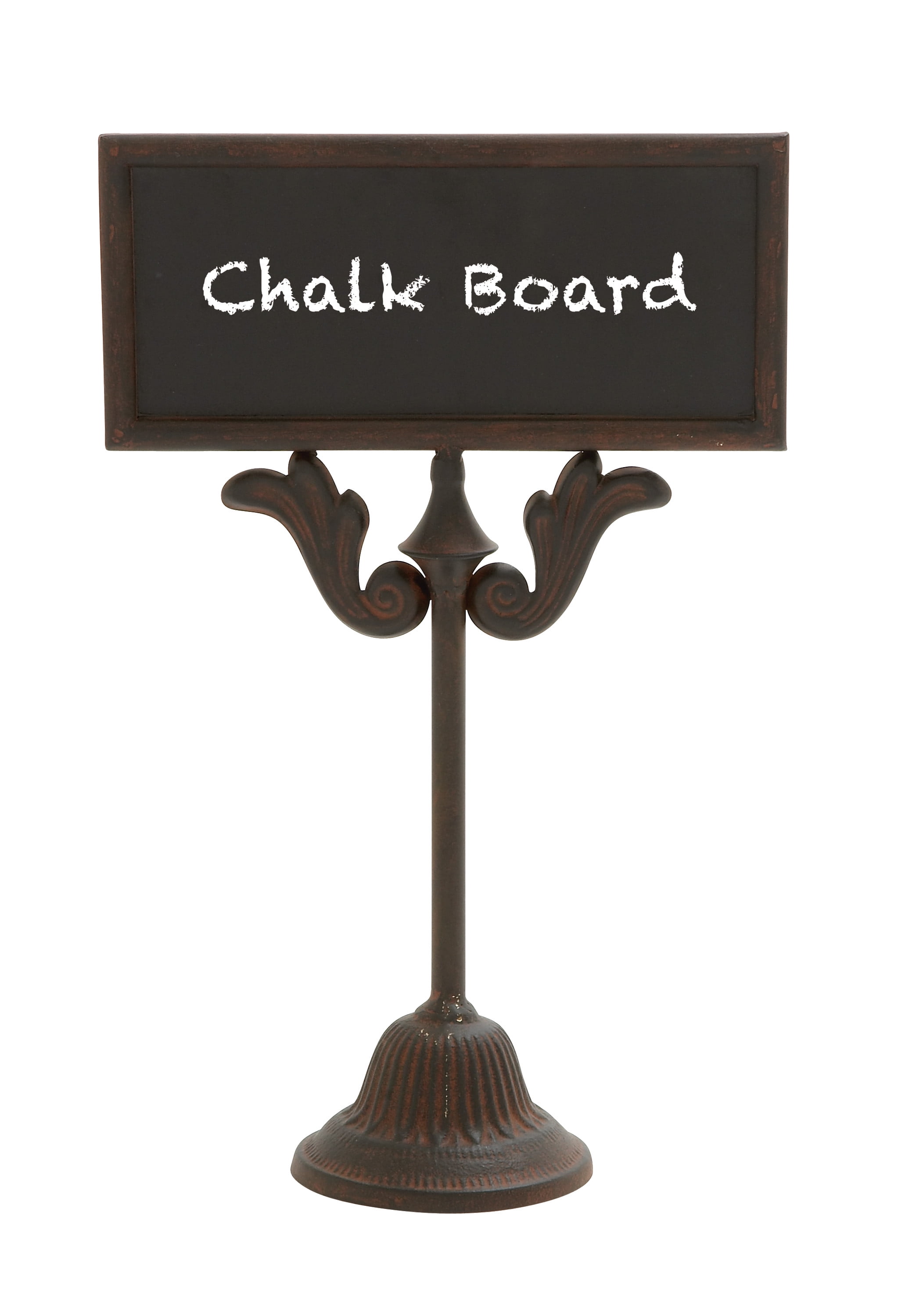 Rustic Brown Iron Chalkboard Stand with Pedestal Base