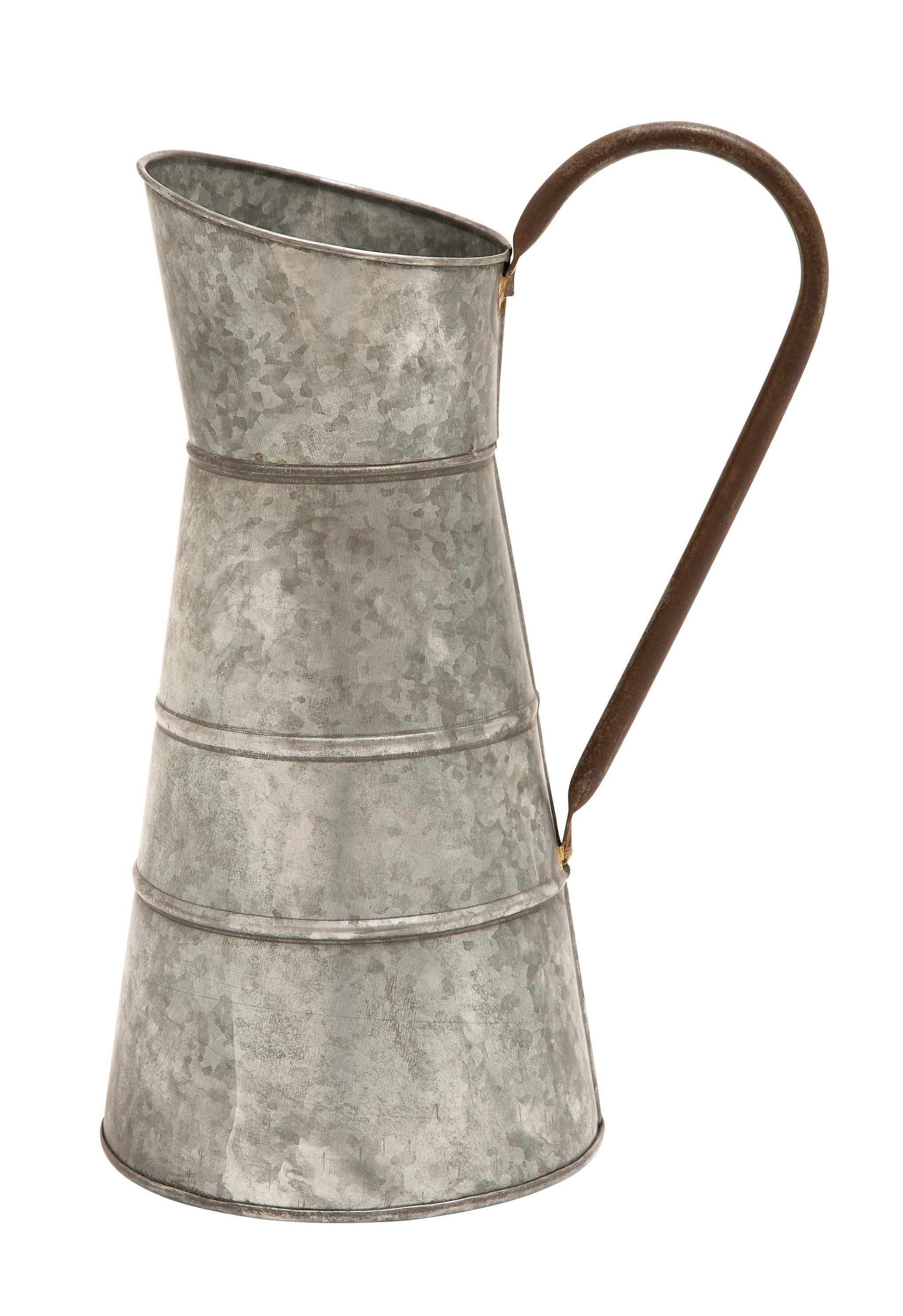 16" Gray Galvanized Metal Farmhouse Watering Jug Planter