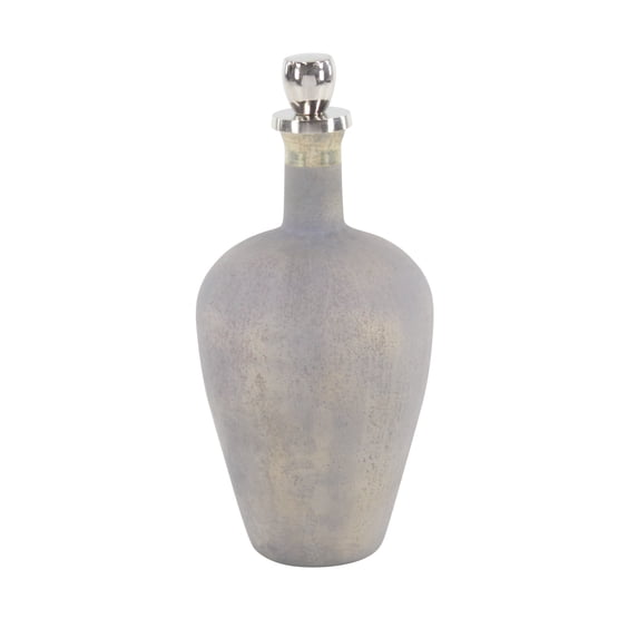DecMode 10" x 22" Gray Glass Decorative Jars with Stoppered Top, 1-Piece
