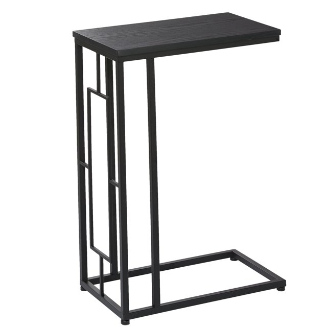 DecMode 10" x 26" Dark Brown Metal CShaped Accent Table with Black