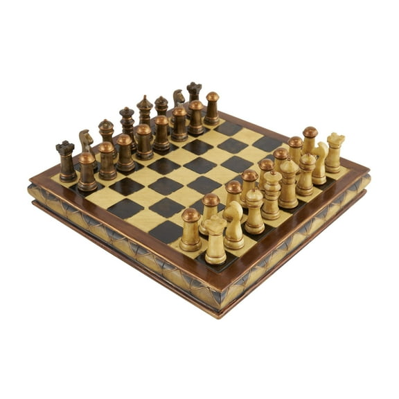 DecMode 10" x 3" Brown Polystone Chess Game Set, 1-Piece