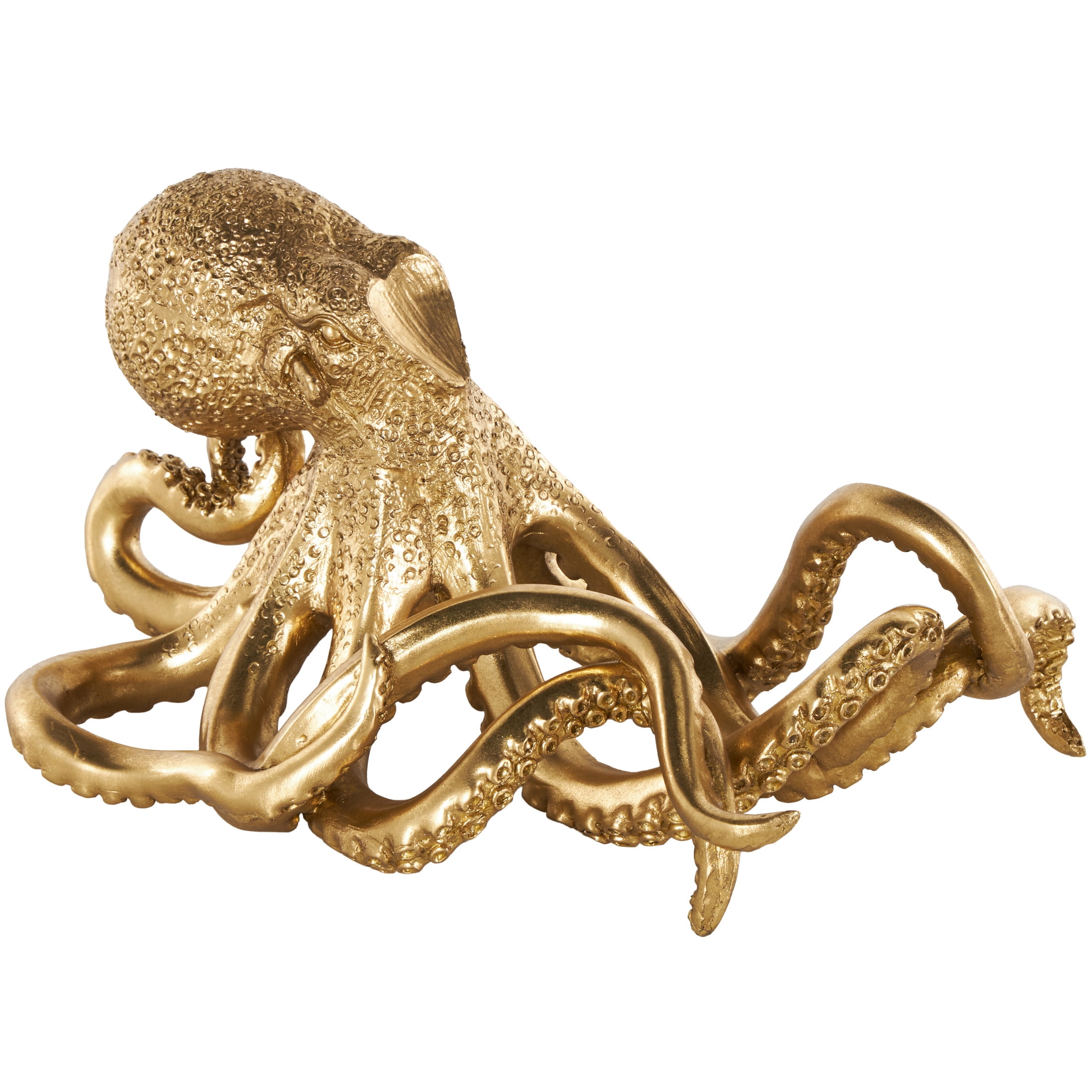 DecMode 10" x 7" Gold Resin Single Bottle Octopus Wine Holder, 1-Piece