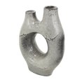 thumbnail image 1 of DecMode 11" Abstract Circular Gray Paper Mache Vase with Dual Openings, 1 of 12