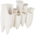 thumbnail image 1 of DecMode 11" Abstract Floral Inspired White Ceramic Vase with Linear Grooves and 10 Openings, 1 of 13