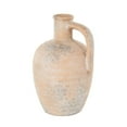 thumbnail image 1 of DecMode 11" Antique Style Distressed Beige Ceramic Vase with Handle, 1 of 9