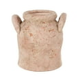 thumbnail image 1 of DecMode 11" Antique Style Distressed Pink Ceramic Vase with Handles, 1 of 9