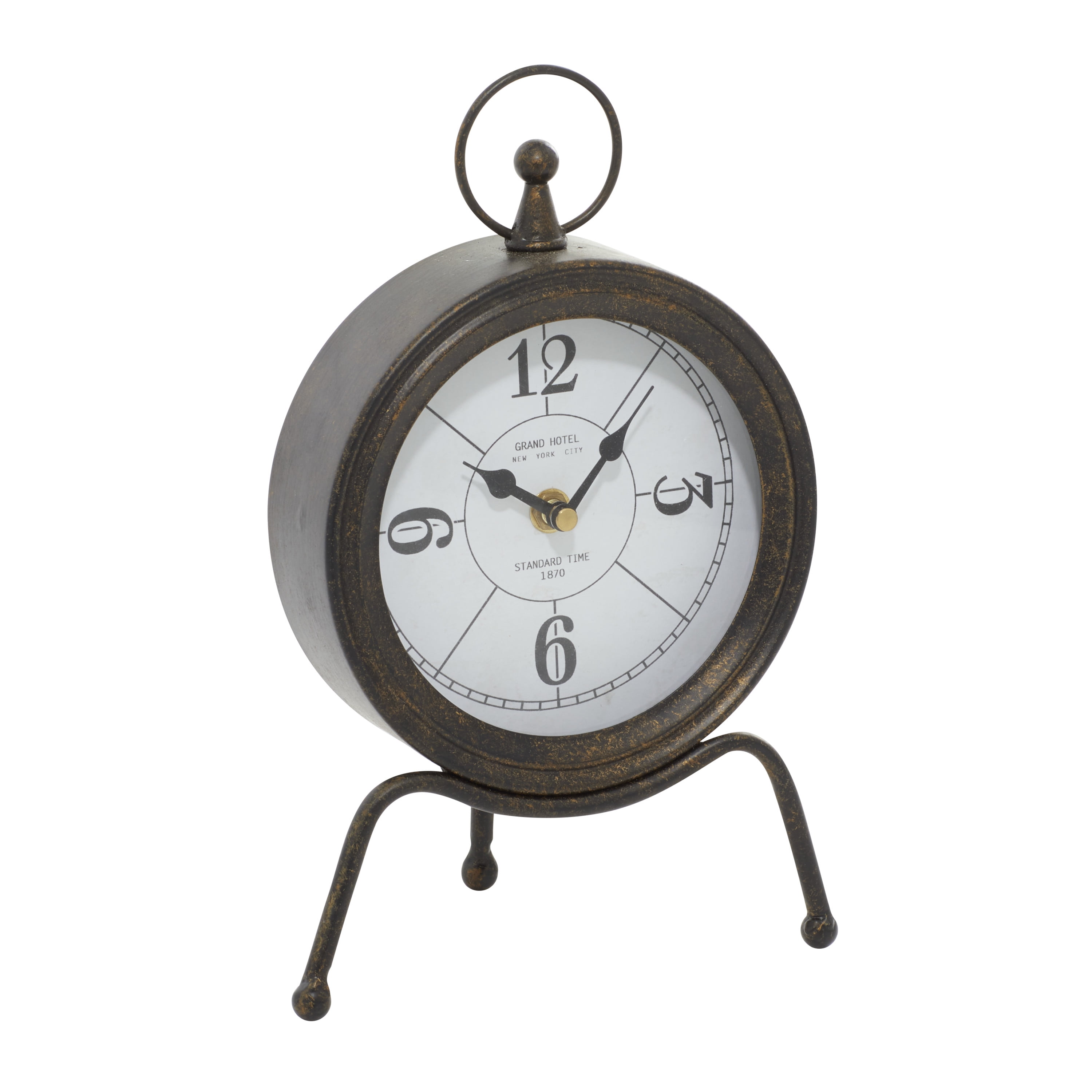 Brown Metal Standing Stopwatch Clock with White Face