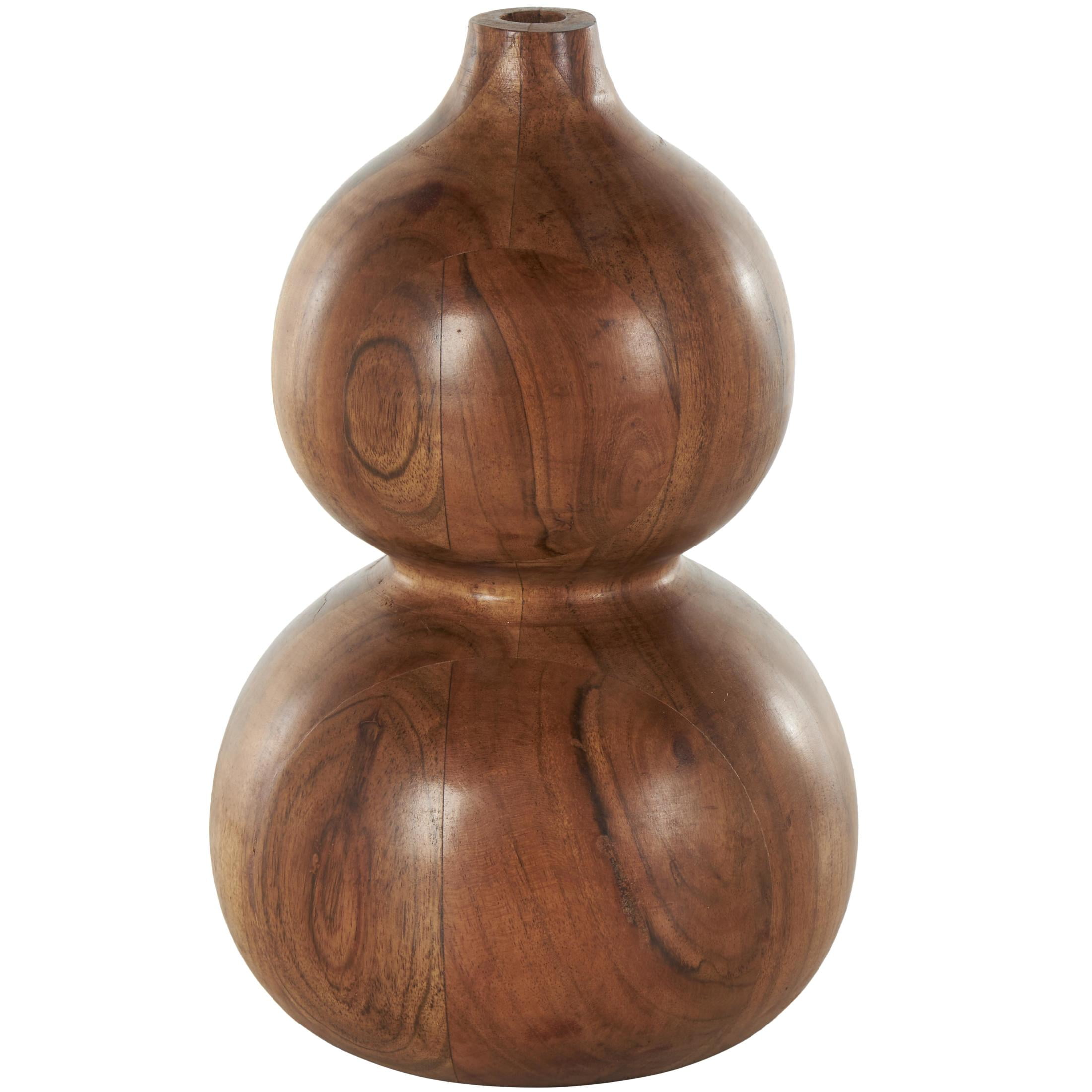 DecMode 11" Bubble Brown Wood Vase with Natural Wood Grains