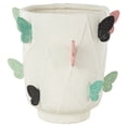 thumbnail image 1 of DecMode 11" Butterfly Wide White Ceramic Vase with Multicolor Accents, 1 of 9