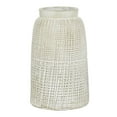 thumbnail image 1 of DecMode 11" Textured Crosshatch White Ceramic Vase with Crosshatch Design, 1 of 12