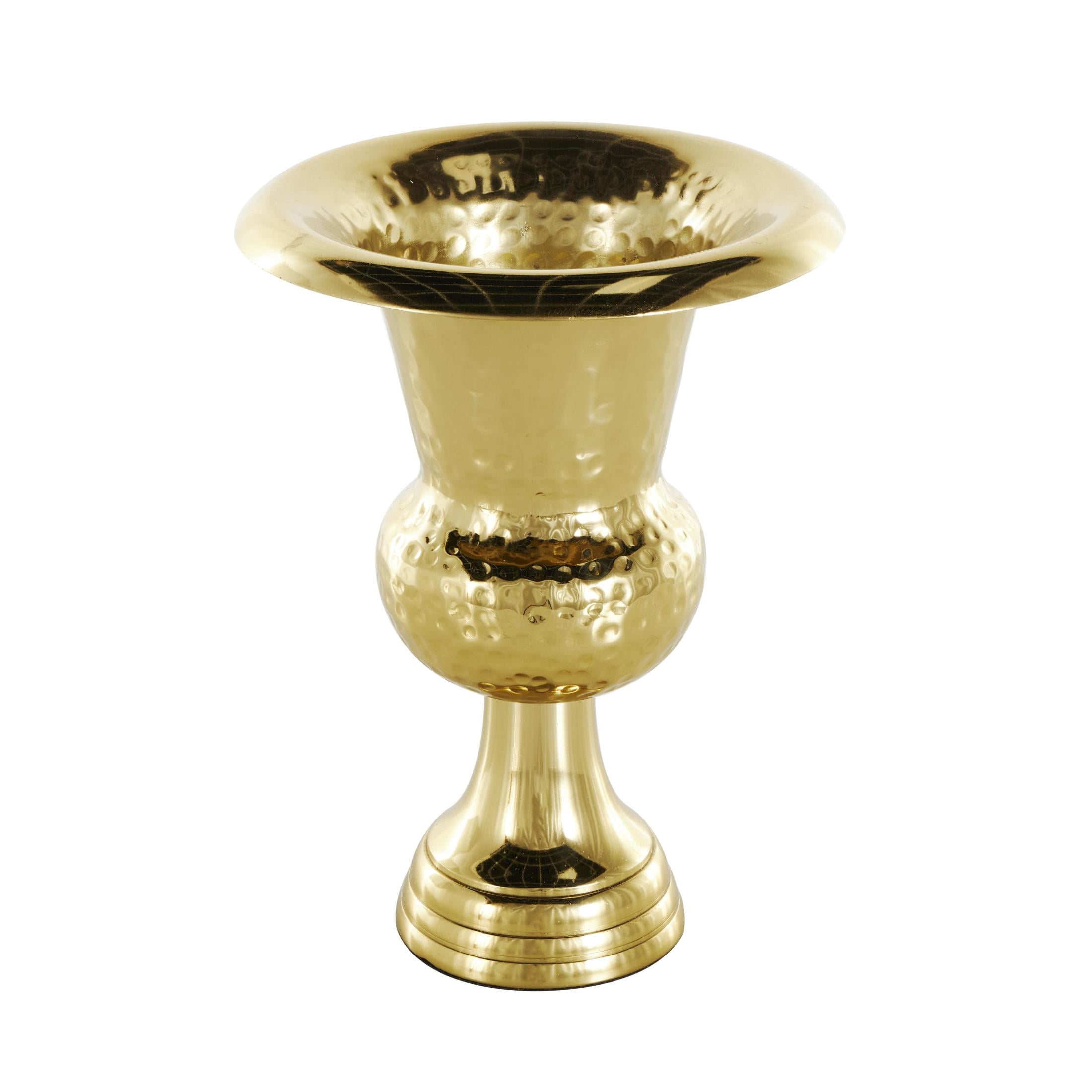 DecMode 11" Goblet Inspired Hammered Gold Aluminum Metal Vase