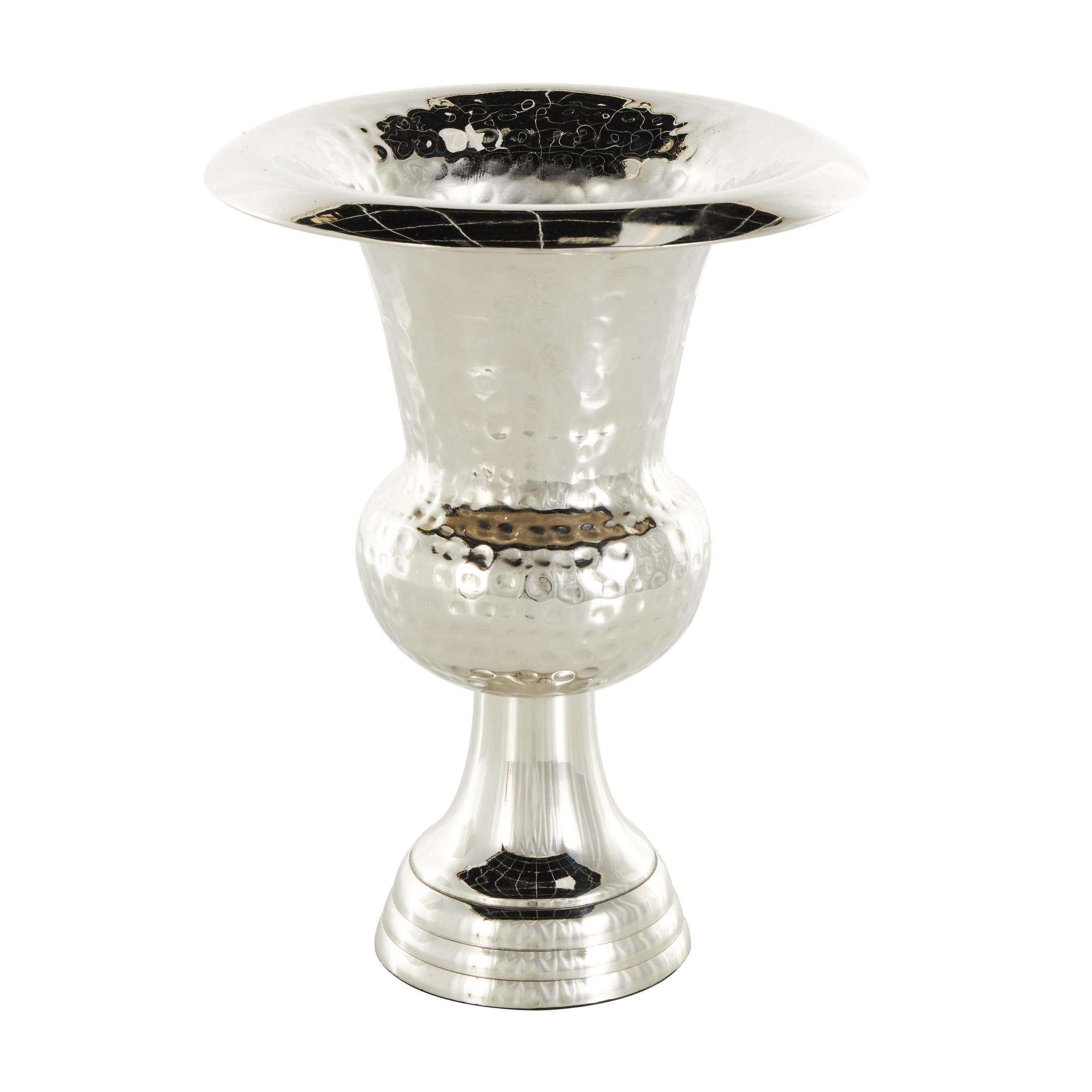 DecMode 11" Goblet Inspired Hammered Silver Aluminum Metal Vase
