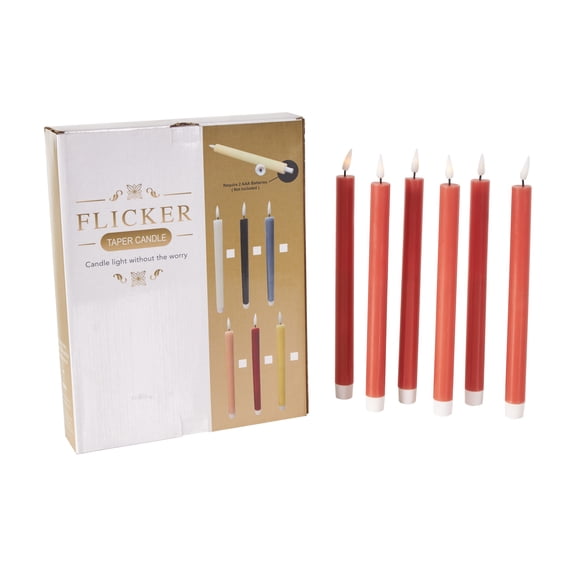 DecMode 11"H Unscented Wax  Flameless Candle with Remote Control (Set of 6)