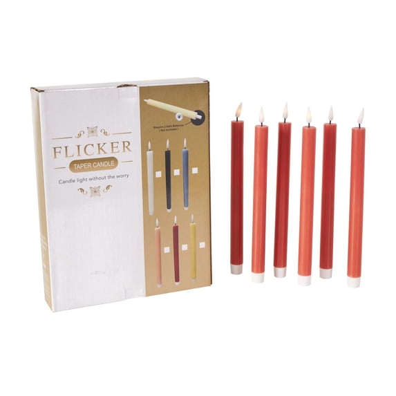DecMode 11"H Unscented Wax Flameless Candle with Remote Control (Set of 6)